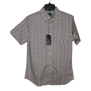 Ben Sherman navy and brown short sleeve button down shirt sz S